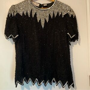 Elegant Black and Silver Women's Top